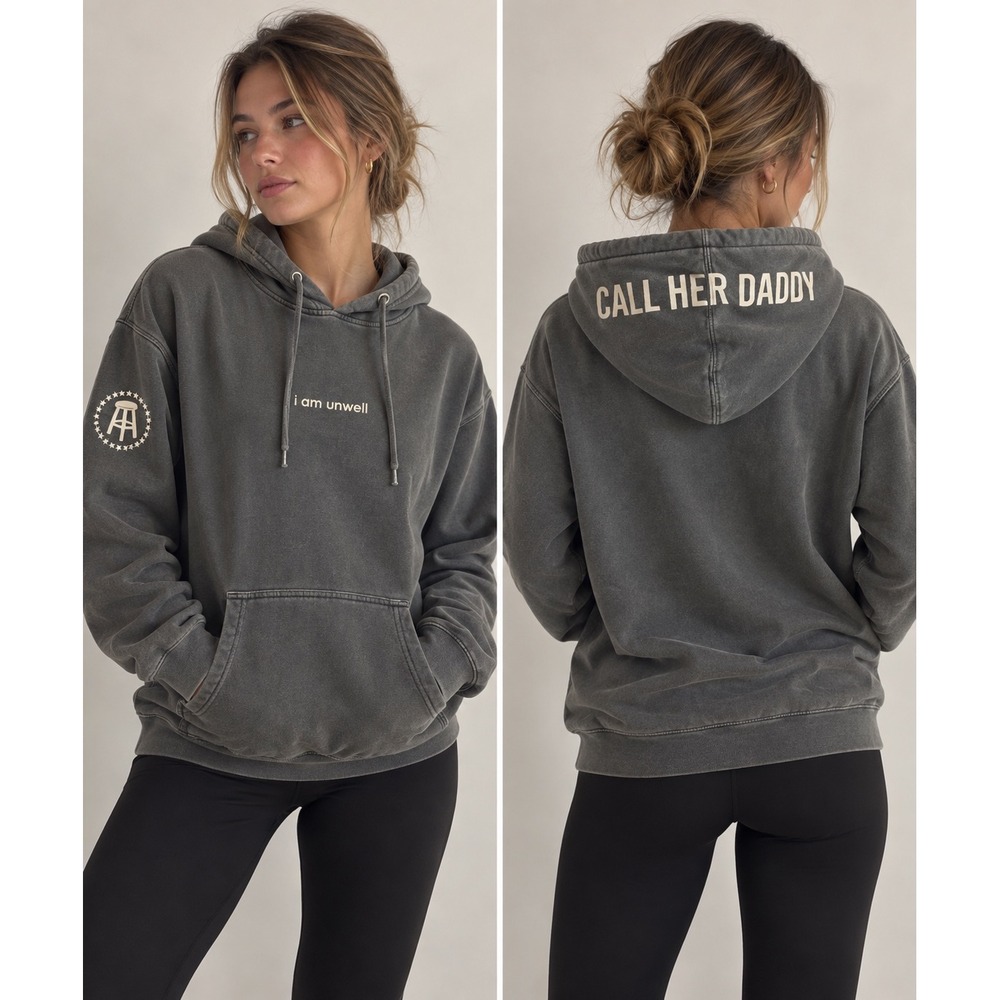 Barstool Sports Call Her Daddy I Am Unwell Hoodie Gray Mineral Wash XL